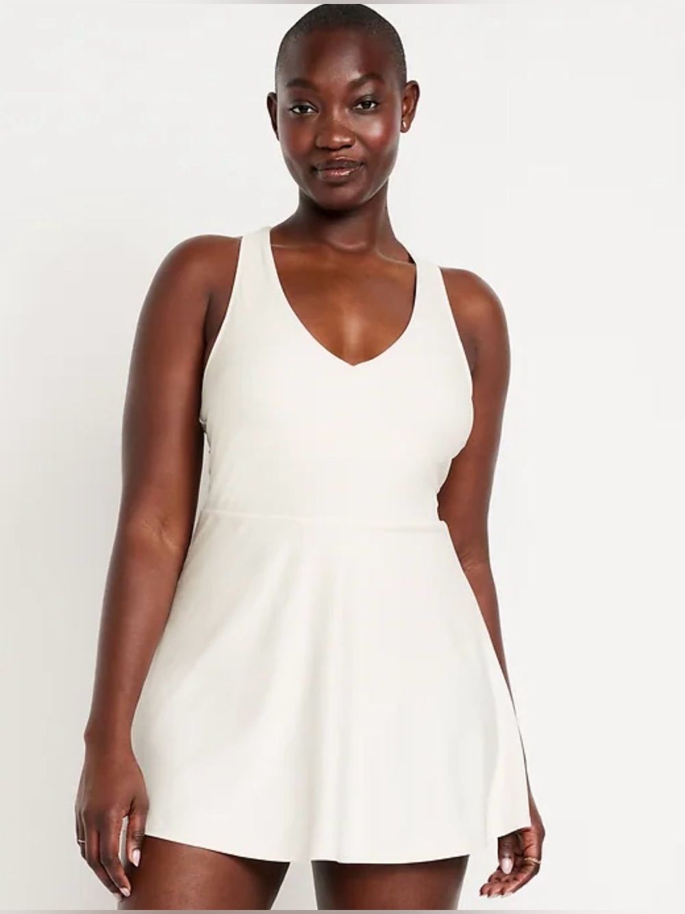 Fabletics White On-The-Go Built-In Bra Dress